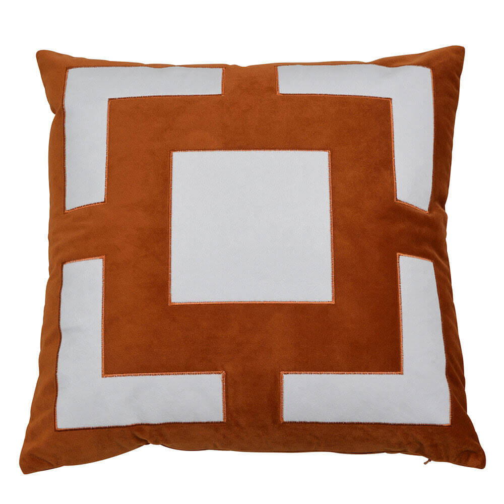 Square Pattern 50x50cm Cushion Cover - Rust