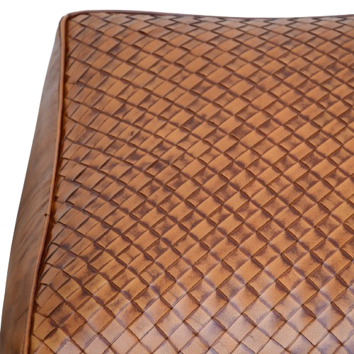 Square Latticed Leather Ottoman