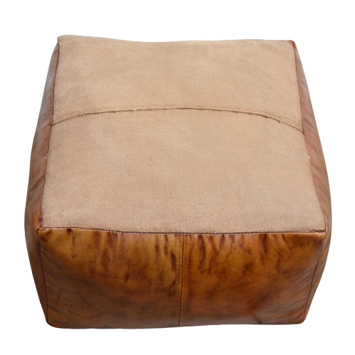 Square Latticed Leather Ottoman