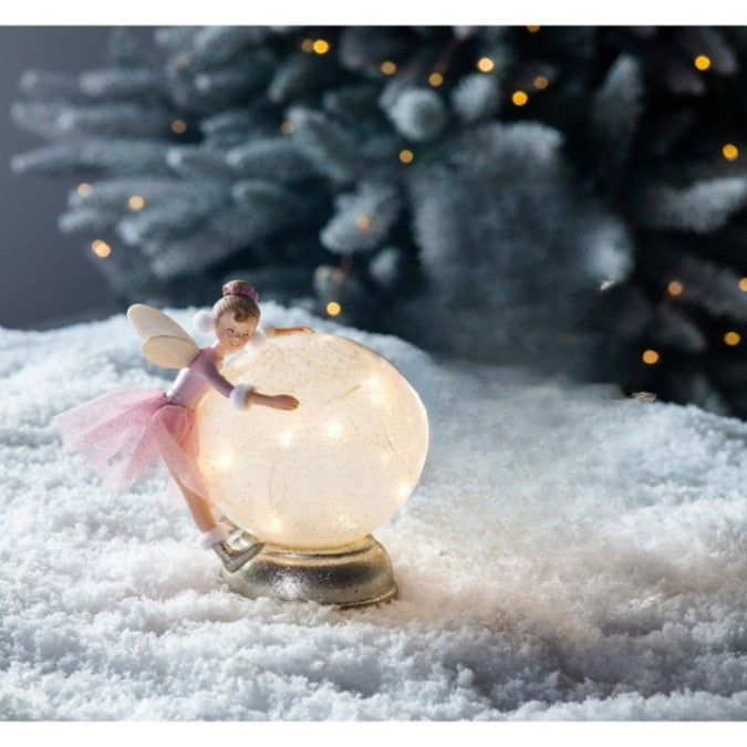 Hugging Fairy Whispers LED-Enhanced Snow Globe