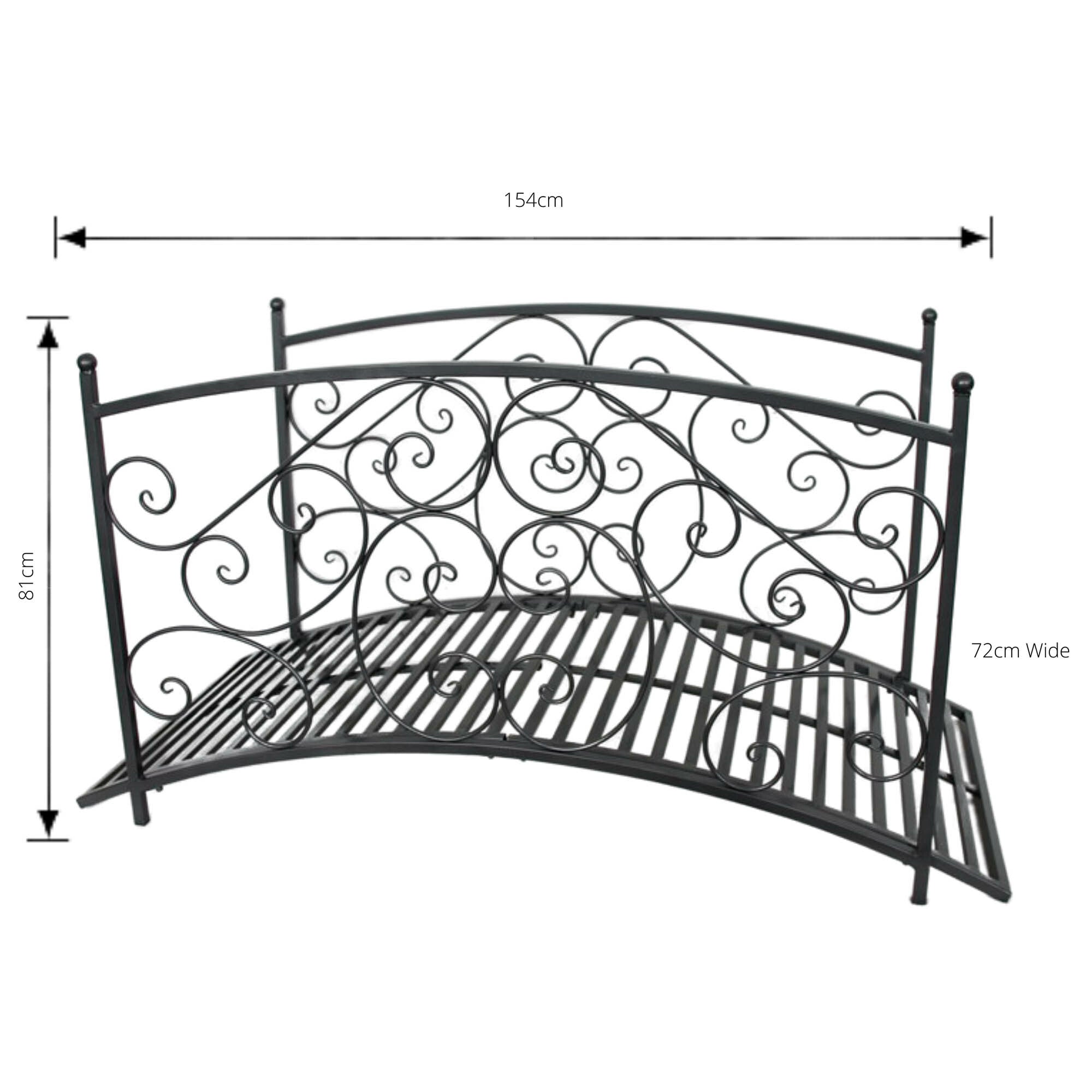 Steel Scape Metal Garden Foot Bridge - Rustic Brown