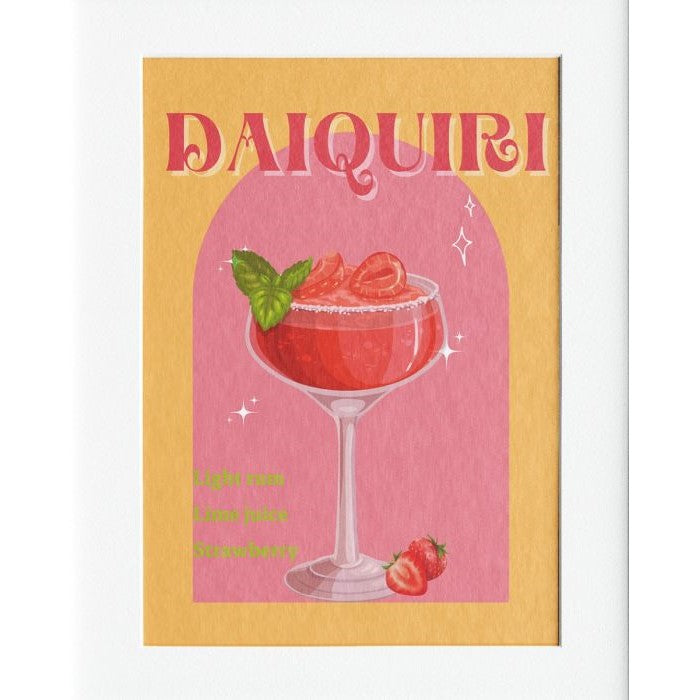 Strawberry Daiquiri Pink Mounted Print Wall Decor - 40x50cms