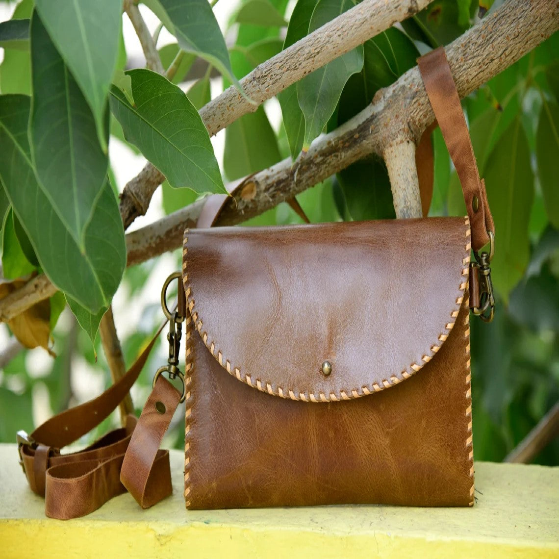 Street Style Handmade Leather Sling Bag