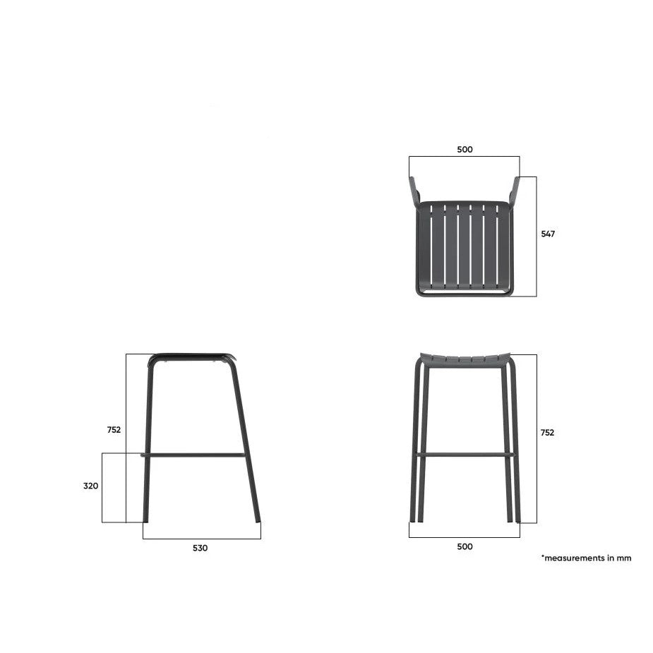 Striped Metal Backless High Bar Stool (Available in 2 Colors)