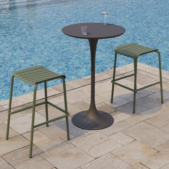 Striped Metal Backless High Bar Stool (Available in 2 Colors)