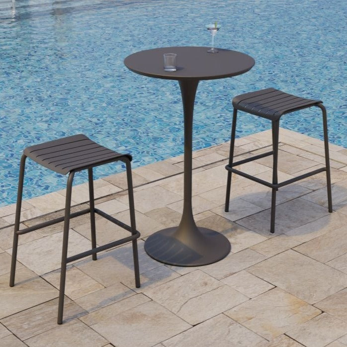 Striped Metal Backless High Bar Stool (Available in 2 Colors)