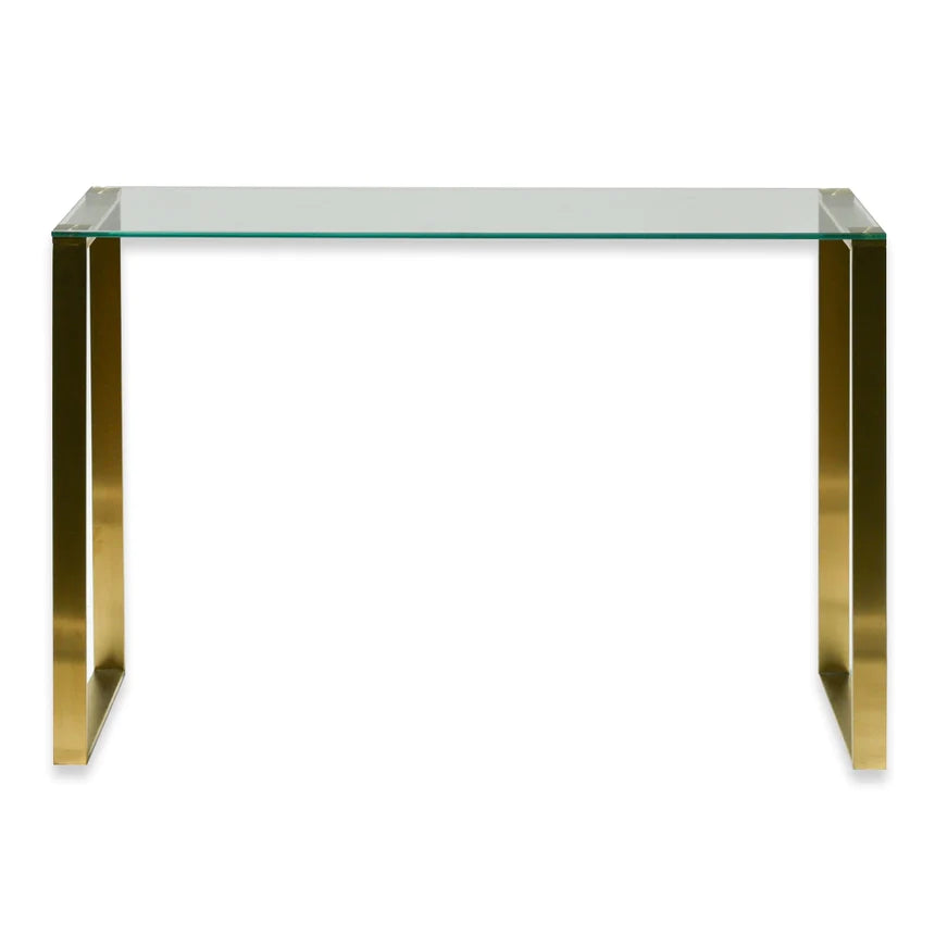 Stunning Glass Gold Stand Console Table 120cms