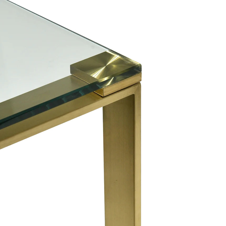 Stunning Glass Gold Stand Console Table 120cms