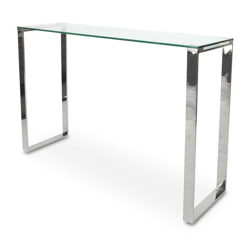 Stunning Glass Silver Stand Console Table 120cms