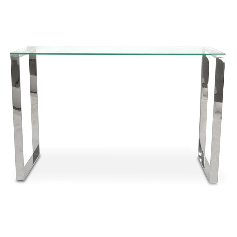 Stunning Glass Silver Stand Console Table 120cms