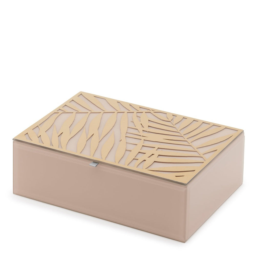 Personalised Stunning Palm Design Large Jewellery Box - Champagne