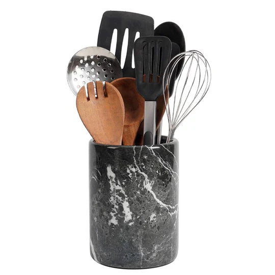 Sturdy Marble Utensil Holder - Black