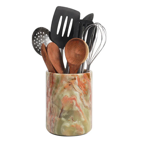 Sturdy Marble Utensil Holder - Green