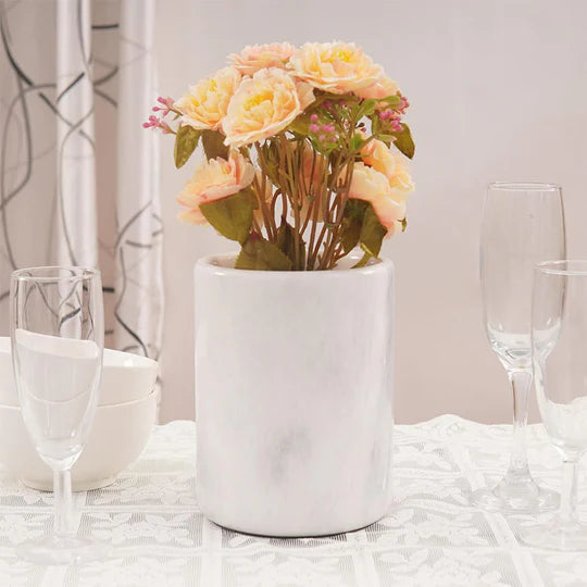 Sturdy Marble Utensil Holder - White