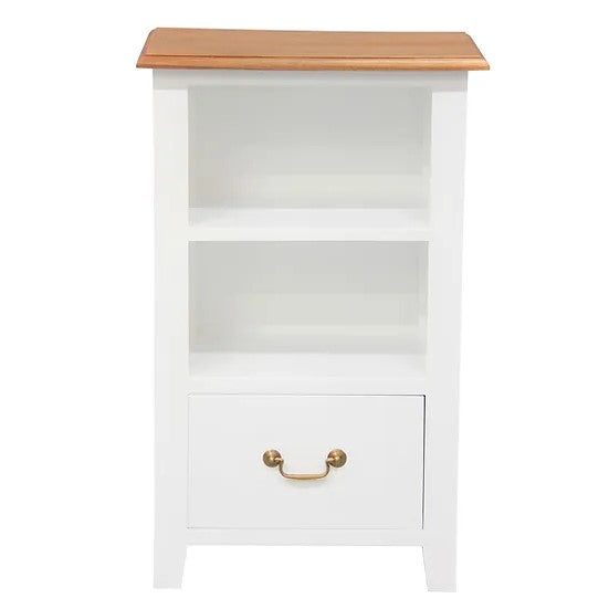 Stylish 1 Drawer Lamp Table - White Caramel