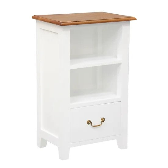 Stylish 1 Drawer Lamp Table - White Caramel