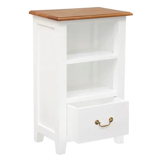 Stylish 1 Drawer Lamp Table - White Caramel