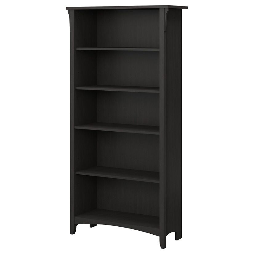 Stylish Engineered Wood 5-Shelf Hutch Bookcase Black