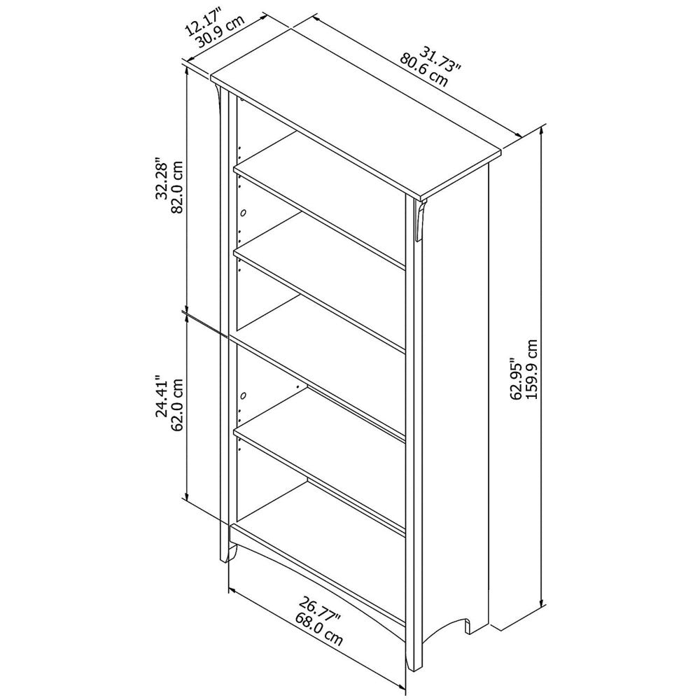 Stylish Engineered Wood 5-Shelf Hutch Bookcase Black