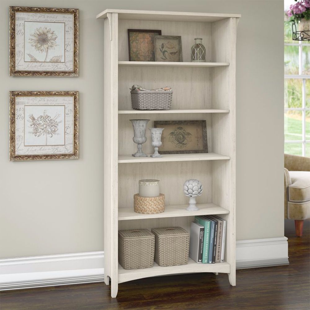 Stylish Engineered Wood 5-Shelf Hutch Bookcase