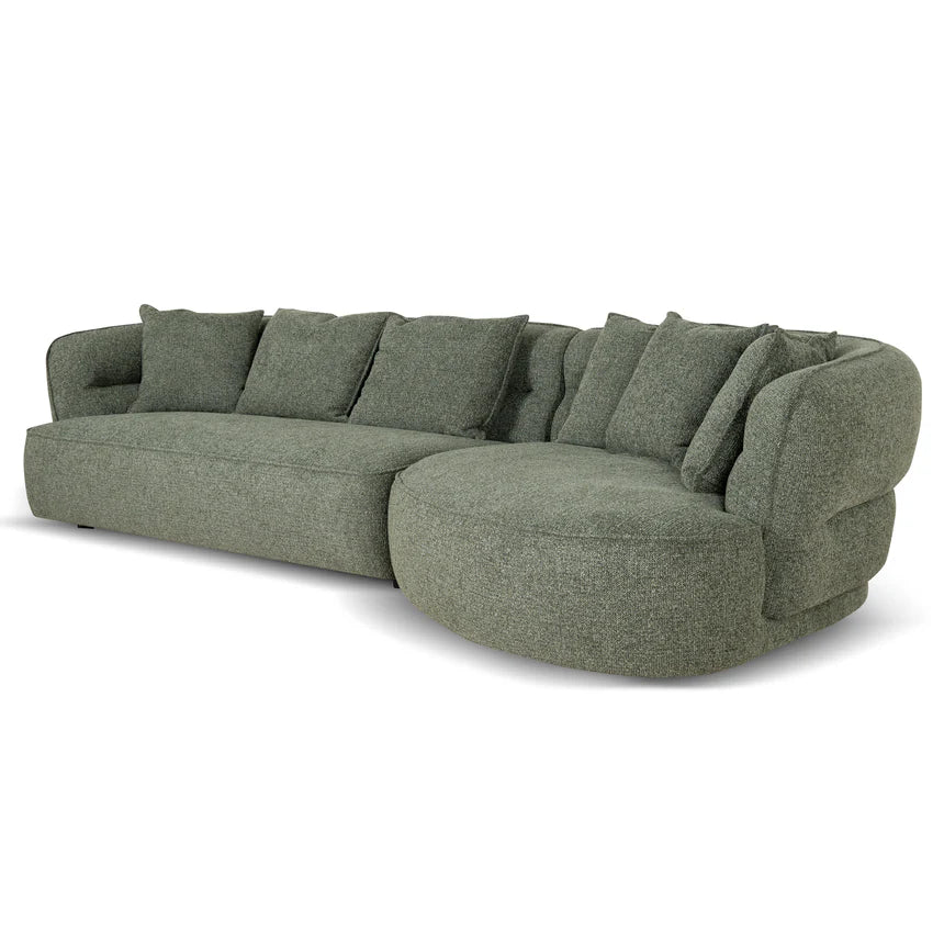 Stylish Comfort Right Chaise Sofa - Coral Dark Green