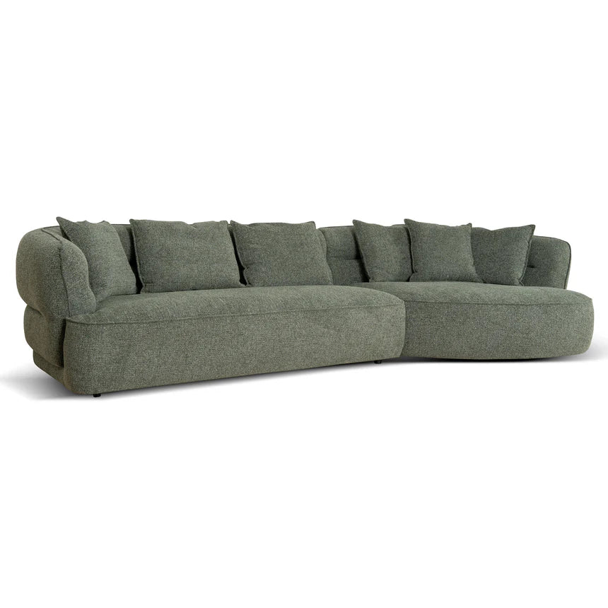 Stylish Comfort Right Chaise Sofa - Coral Dark Green