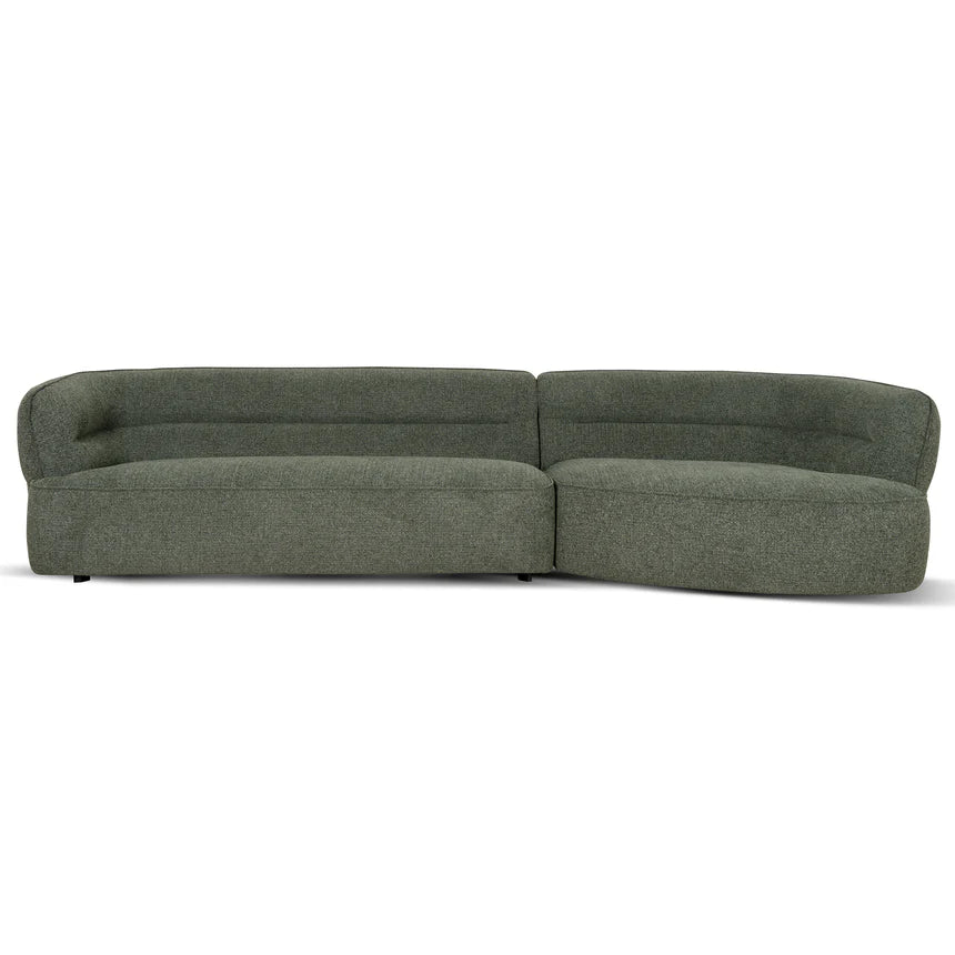 Stylish Comfort Right Chaise Sofa - Coral Dark Green