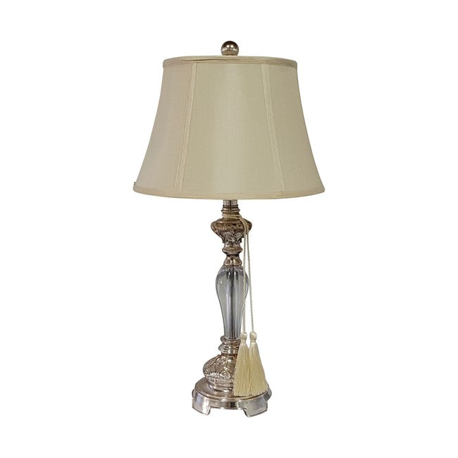 Stylish Felicienne Bedside Silver Lamp with Cream Shade - 66cm