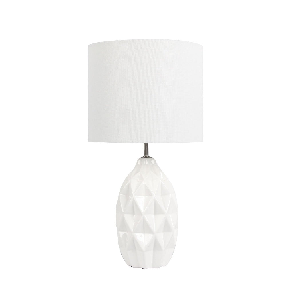 Stylish Glossy Ivory Ceramic Table Lamp