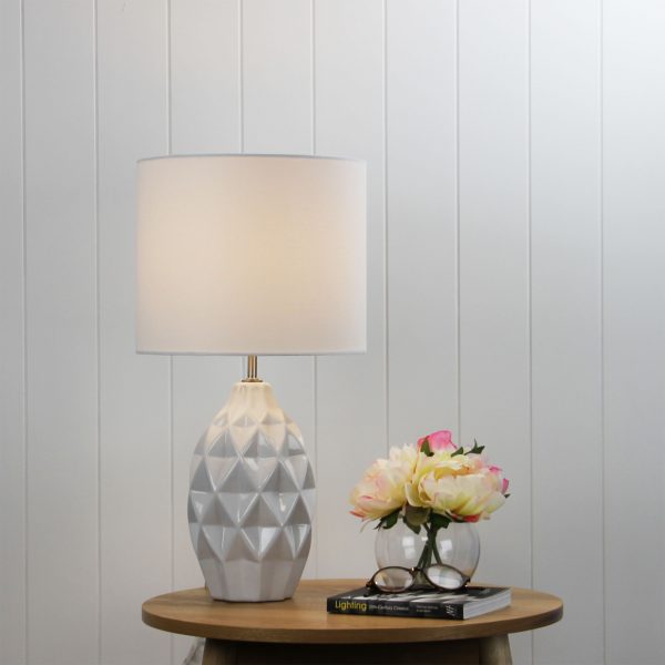 Stylish Glossy Ivory Ceramic Table Lamp