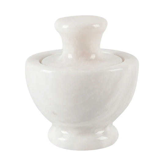 Stylish Handcrafted Marble Mortar & Pestle Set - White