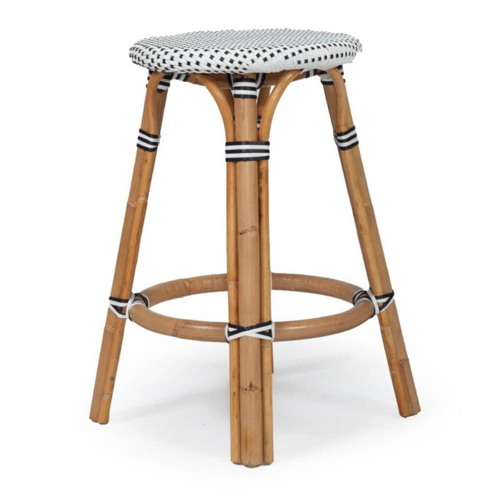 Stylish Kitchen Counter Bar Stool 66cm - Black & White