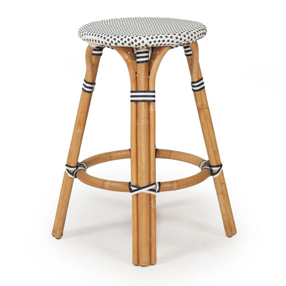 Stylish Kitchen Counter Bar Stool 66cm - Blue & White