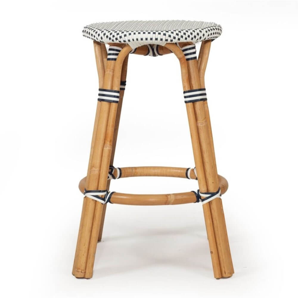 Stylish Kitchen Counter Bar Stool 66cm - Blue & White