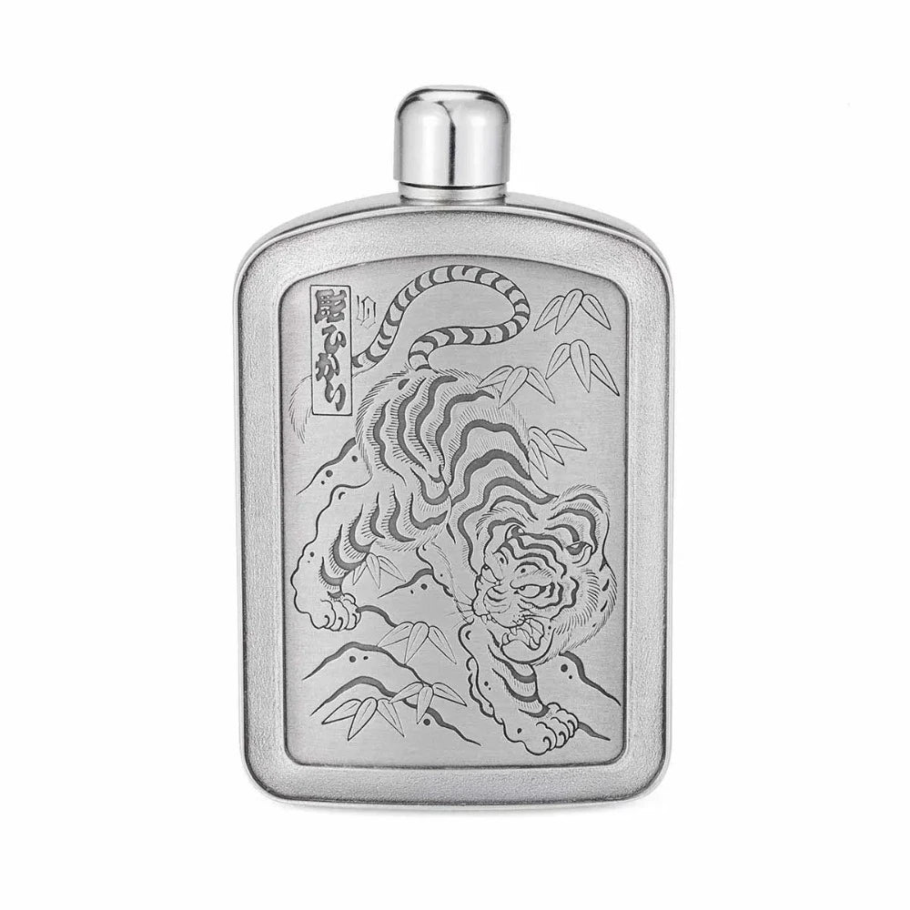 Stylish Limited Edition Tiger Pewter Hip Flask 150 ML