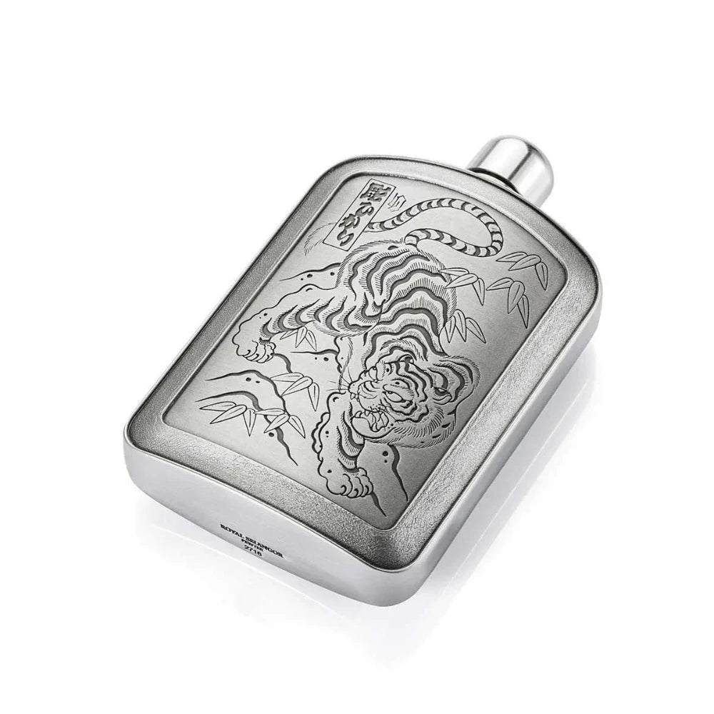 Stylish Limited Edition Tiger Pewter Hip Flask 150 ML