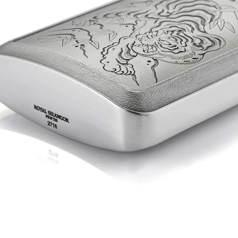 Stylish Limited Edition Tiger Pewter Hip Flask 150 ML