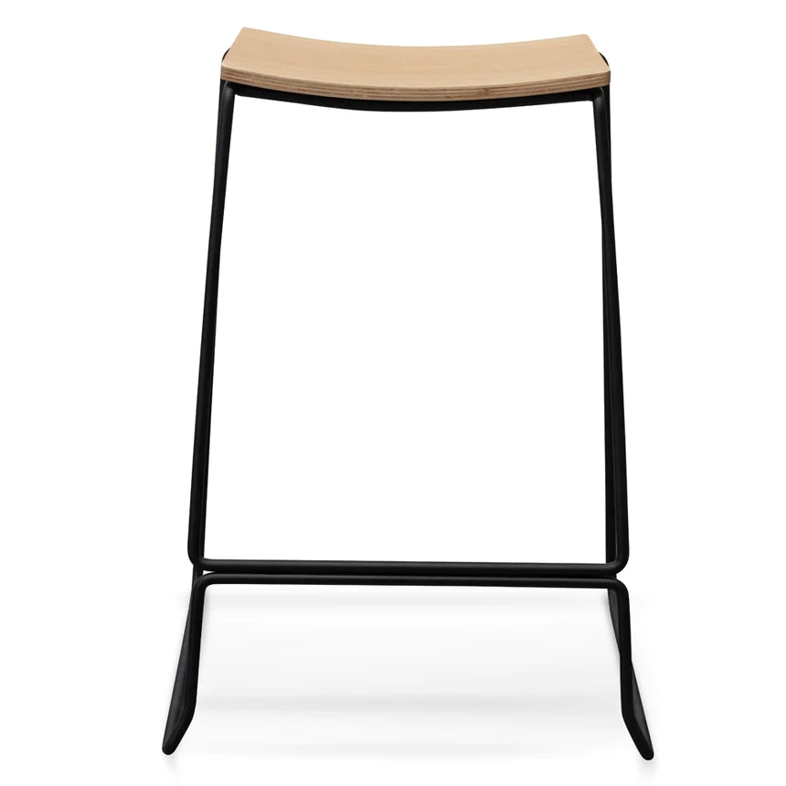 Stylish Metal Bar Stool - Natural & Black