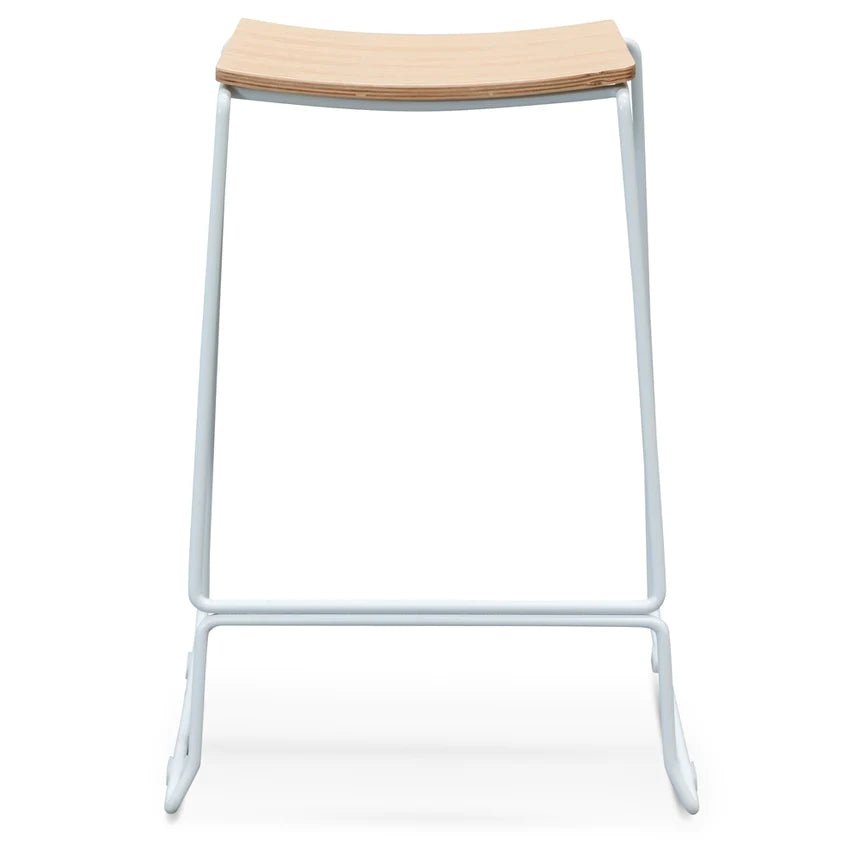 Stylish Metal Bar Stool - Natural & White