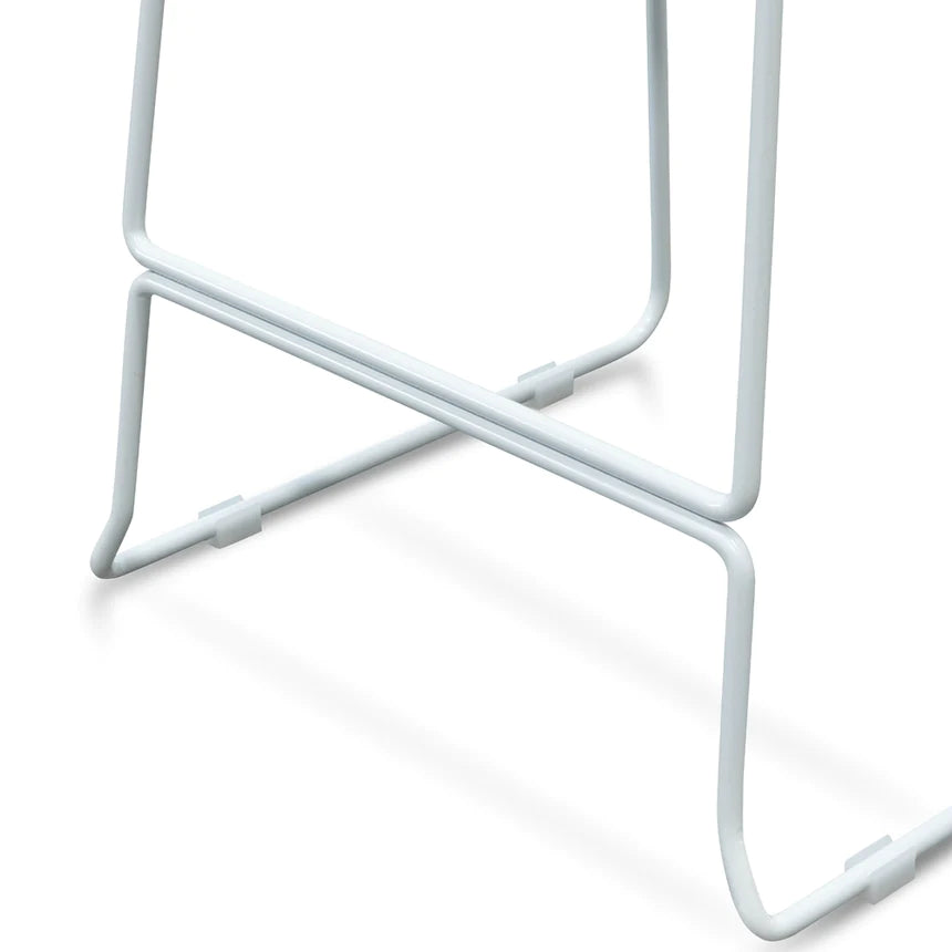 Stylish Metal Bar Stool - Natural & White