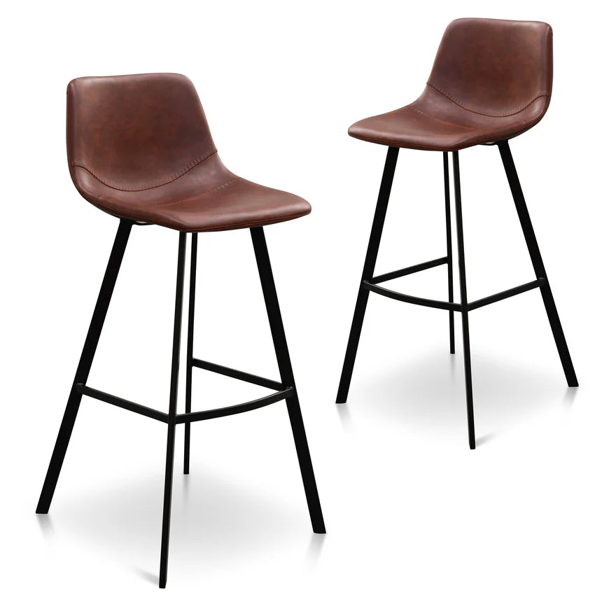 Stylish PU Leather Bar Stool - Cinnamon Brown