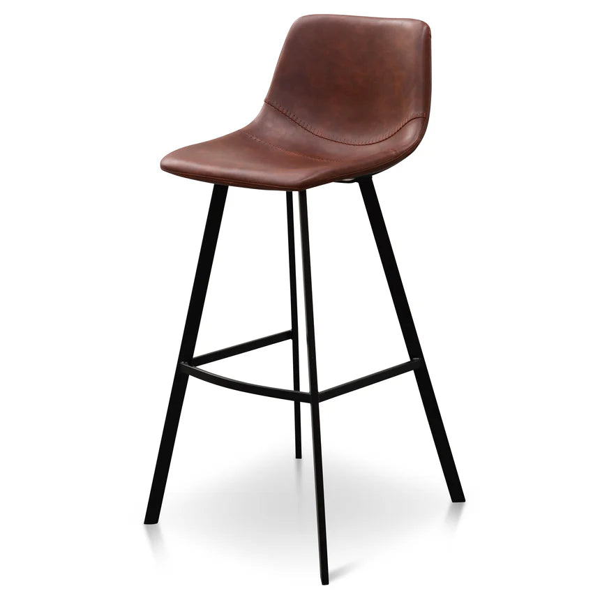 Stylish PU Leather Bar Stool - Cinnamon Brown