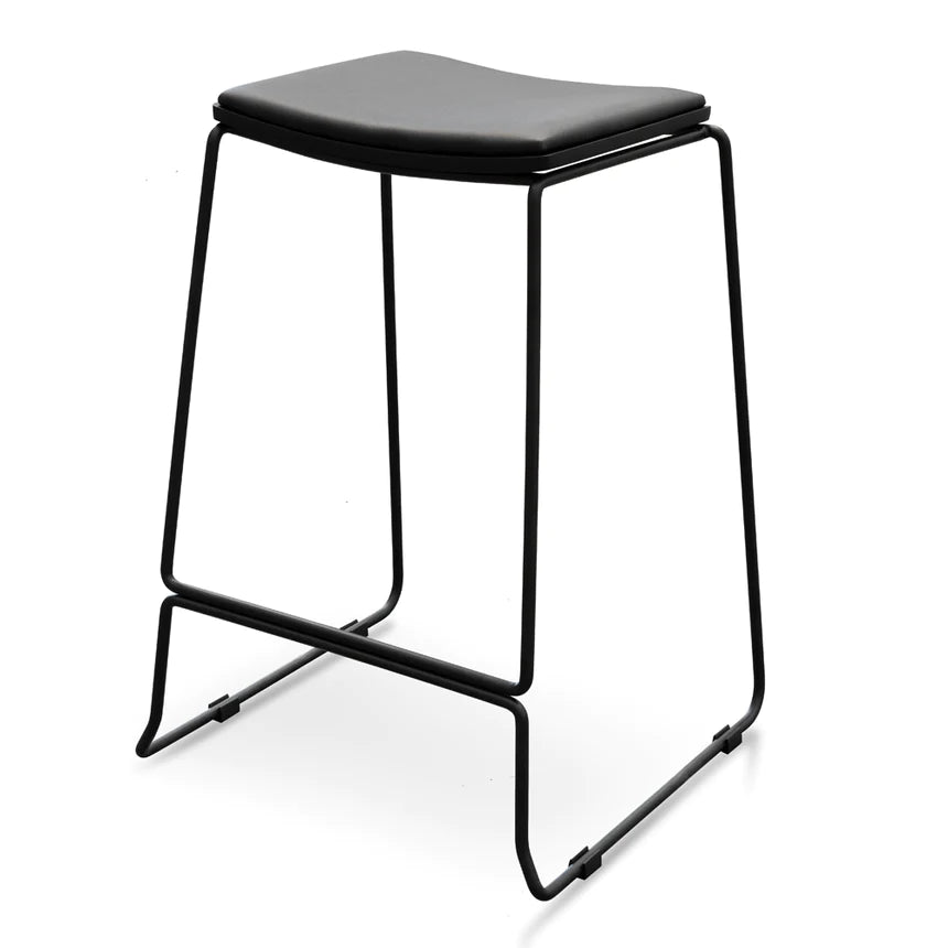 Stylish PU Metal Bar Stool - Black