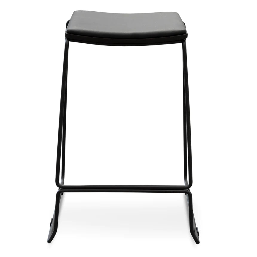 Stylish PU Metal Bar Stool - Black