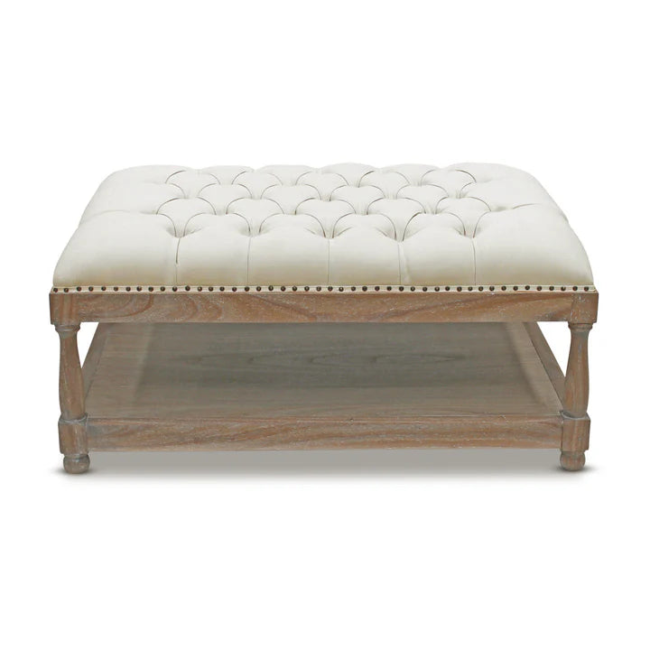 Stylish Parisian Upholstered Ottoman - Canvas