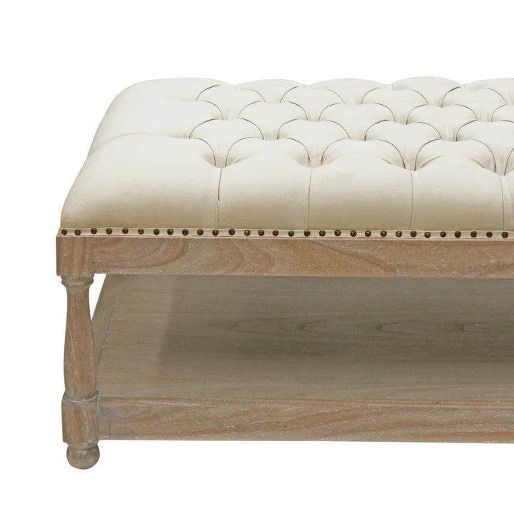 Stylish Parisian Upholstered Ottoman - Canvas