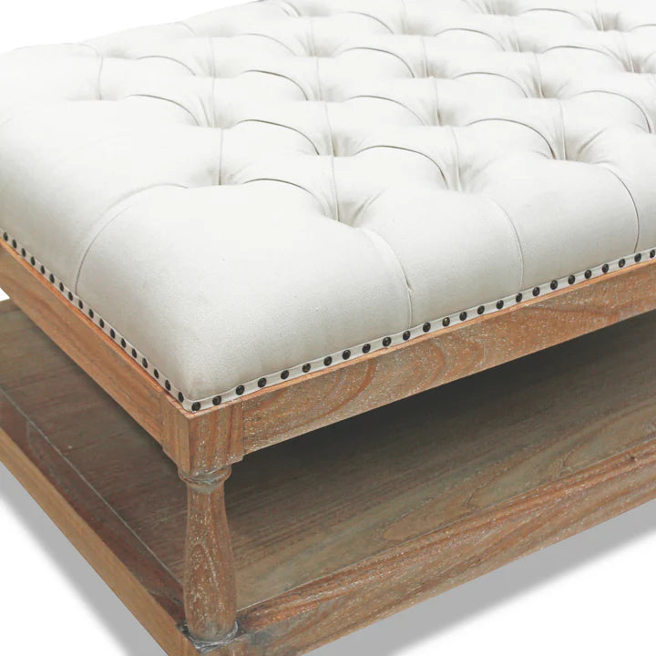 Stylish Parisian Upholstered Ottoman - Canvas