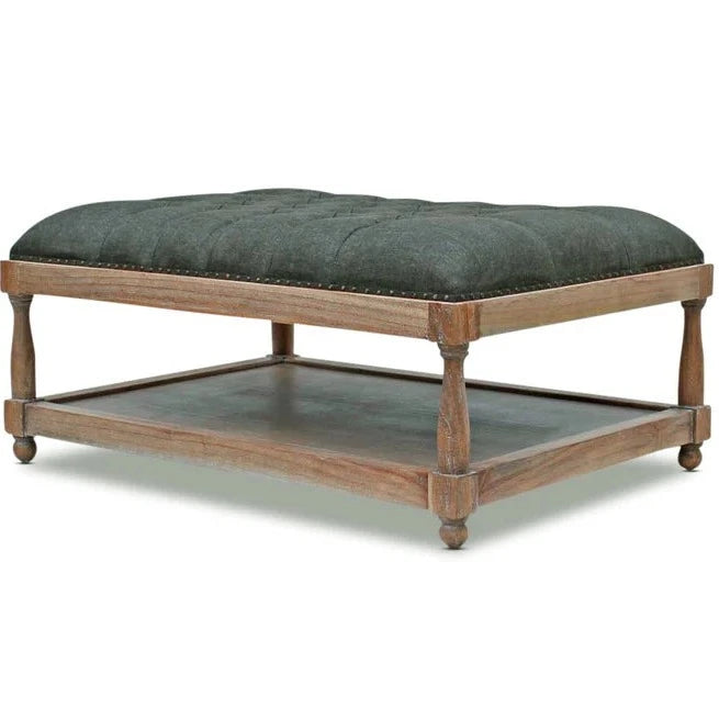 Stylish Parisian Upholstered Ottoman - Raven