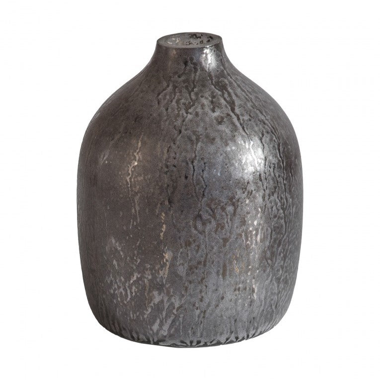 Stylish Shape in Grey Mercury Glass Vase