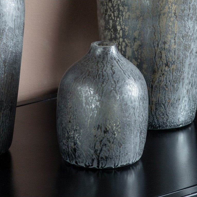 Stylish Shape in Grey Mercury Glass Vase